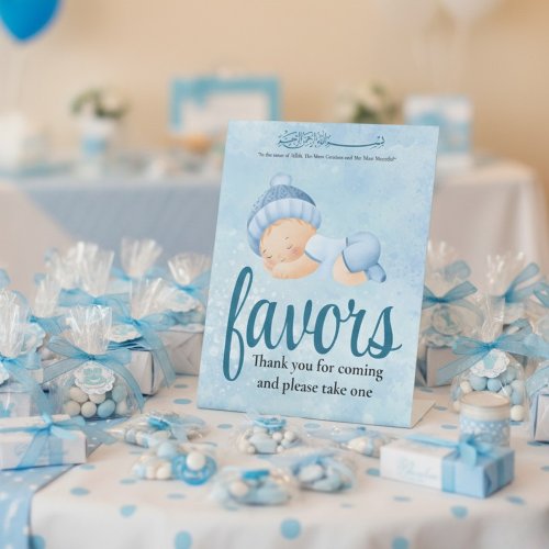 Blue Aqeeqah Baby boy Favor Sign