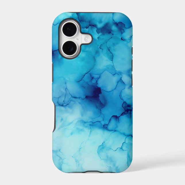 Blue Aqua Alcohol Ink Abstract Case-Mate iPhone Case (Back)