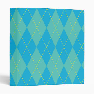 Blue & Aqua Argyle 3 Ring Binder