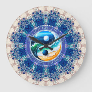 Blue Aqua Balance Rise Journey  Change Affirmation Large Clock