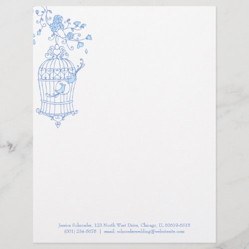 Blue aqua bird cage letterhead