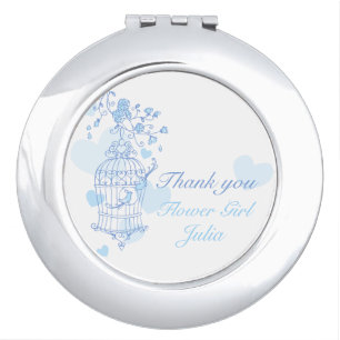 Blue aqua bird wedding favor flower girl mirror