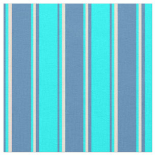 Blue, Aqua & Bisque Lines/Stripes Pattern Fabric
