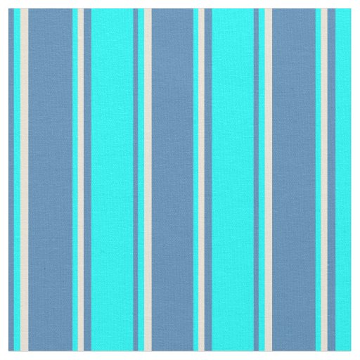 Blue, Aqua & Bisque Lines/Stripes Pattern Fabric