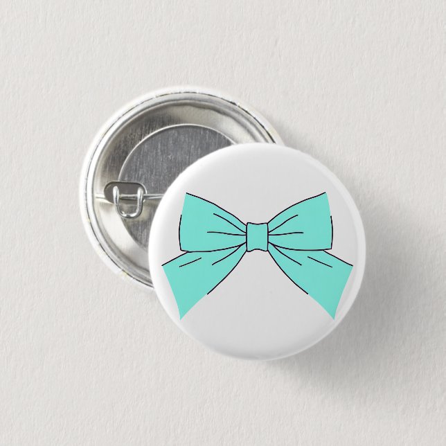 Blue Aqua Bow Button (Front & Back)