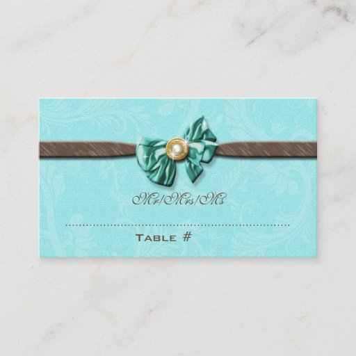 Customizable Blue aqua brown gem bow floral business cards