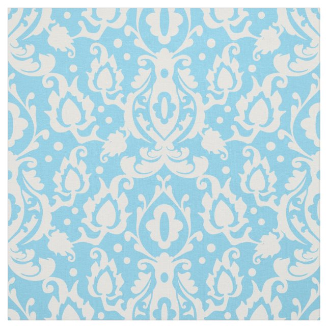 Blue Aqua Casbah Damask Fabric (Swatch)