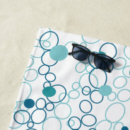 Blue Aqua Circles Dots Beach Towel