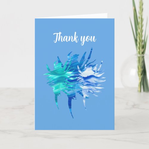 Blue_aqua conch shell wave_silhouette watercolor thank you card
