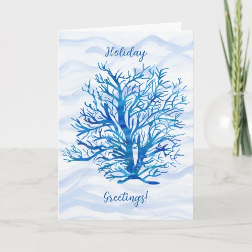 Blue_aqua coral silhouette  card