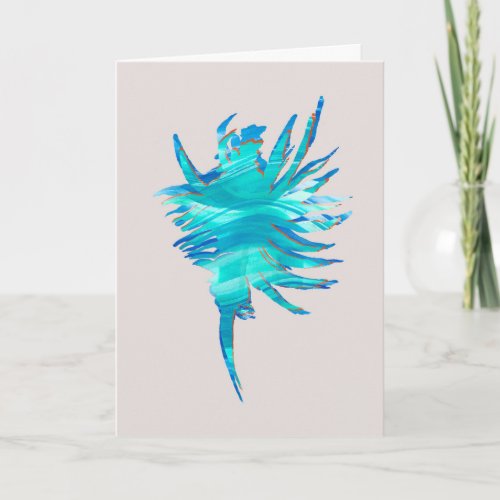 Blue_Aqua_Coral Silhouette conch shell Card