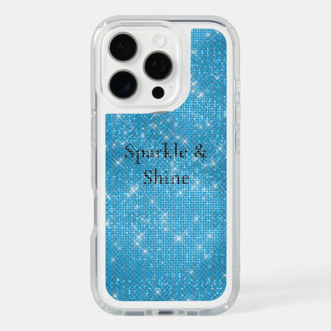 Blue Aqua Glitzy Chic Glam Sparkle Speck iPhone Case (Front)