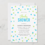 Blue Aqua Green Confetti Baby Shower Invitation (Front)
