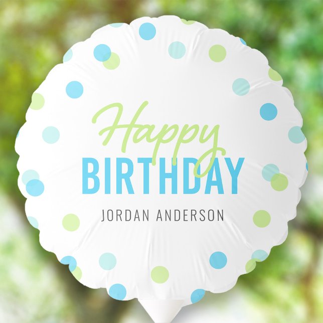 Blue Aqua Green Confetti Happy Birthday Balloon (Creator Uploaded)