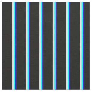 Blue, Aqua, Light Cyan & Black Colored Pattern Fabric