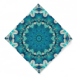 Blue Aqua Mandala Rosette Retro Hippie Bandana