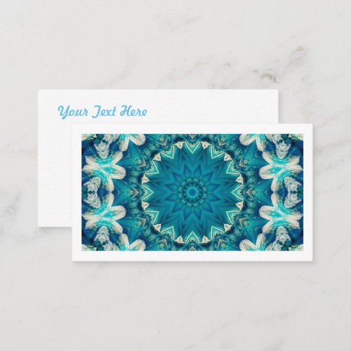 Blue Aqua Mandala Rosette Retro Hippie Business Card