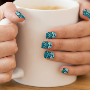 Blue Aqua Mandala Rosette Retro Hippie Minx Nail Art