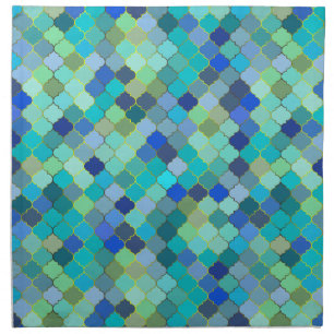 Blue Aqua Moroccan Mosaic Cloth Napkin