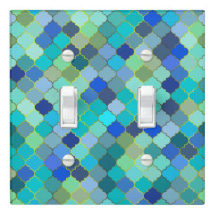 Blue Aqua Moroccan Mosaic Light Switch Cover