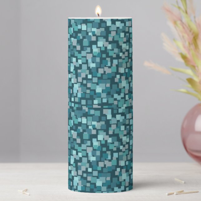 Blue Aqua Mosaic Candle  (In Situ)
