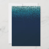 Blue Aqua Navy Glitter Sparkle Bridal Shower Invitation (Back)