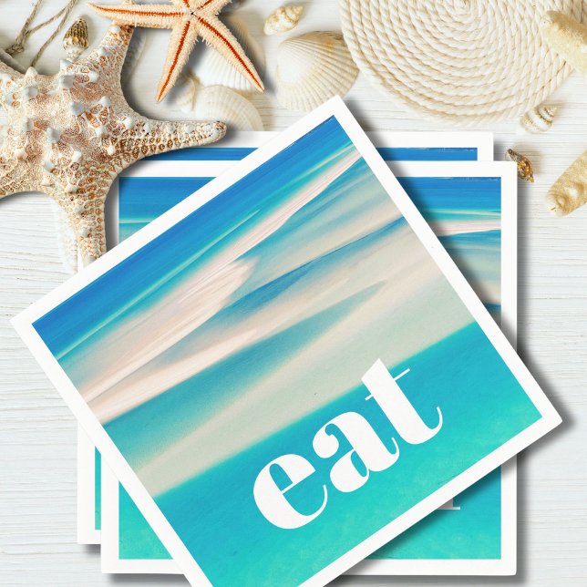 Blue Aqua Ocean Sea Beach Coastal   Napkins (Creator Uploaded)