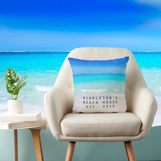 Blue Aqua Ocean Sea Beach Coastal  Personal Family Throw Pillow (Creator Uploaded)