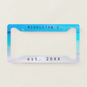 Blue Aqua Ocean Sea Beach Coastal Personal License Plate Frame