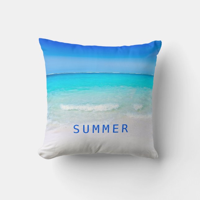 Blue Aqua Ocean Sea Beach Coastal  Personal Throw Pillow (Front)