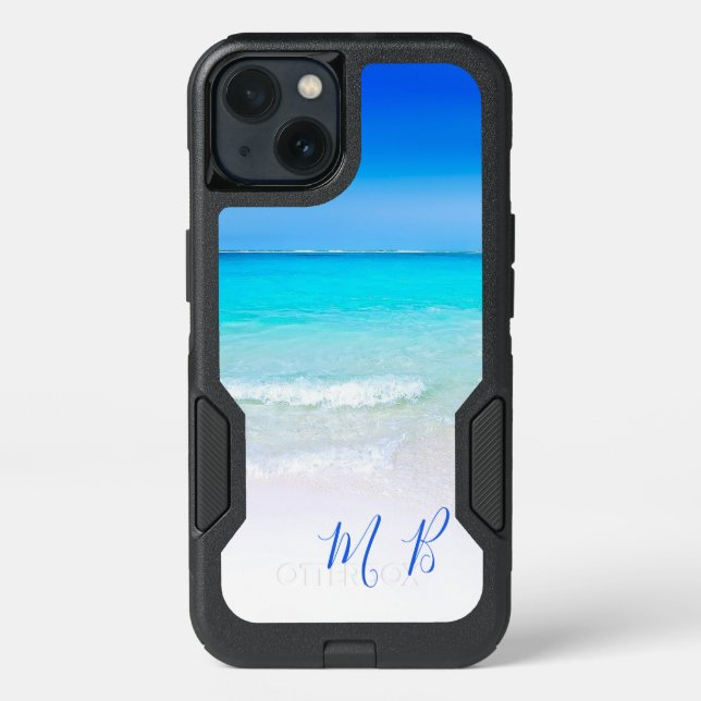 Blue Aqua Ocean Sea Sky Travel Monogram Otterbox iPhone Case (Back)