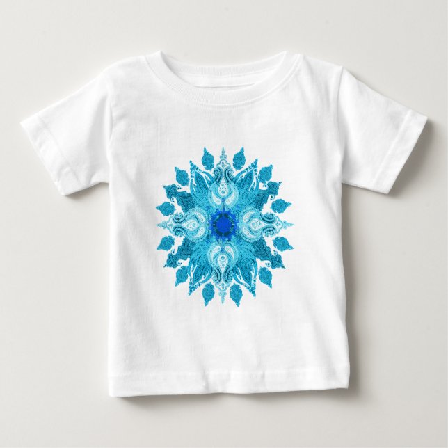 Blue aqua paisley sun mandala baby T-Shirt (Front)