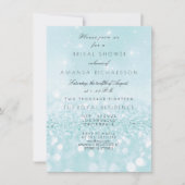 Blue Aqua Pastel Sparkly Glitter Bridal Shower Invitation (Front)