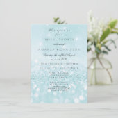 Blue Aqua Pastel Sparkly Glitter Bridal Shower Invitation (Standing Front)
