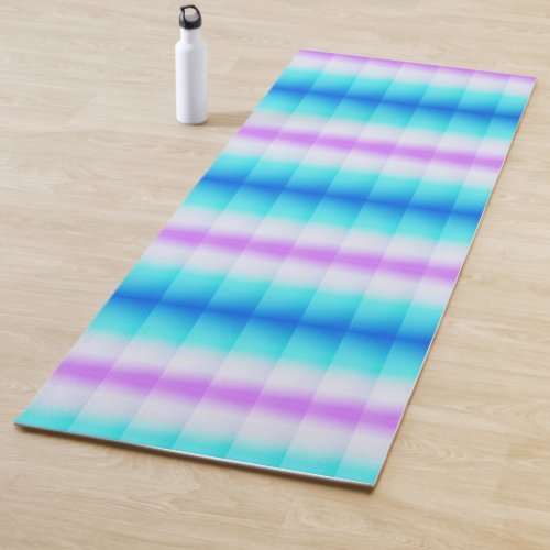 Blue Aqua Purple White Stripes Yoga Mat