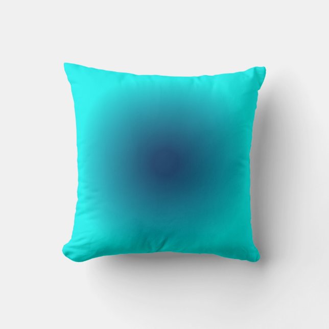 Blue Aqua Radial Gradient Throw Pillow (Front)