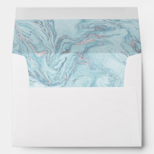 Blue Aqua Silver Marble Envelope
