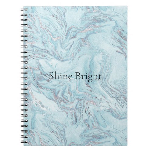 Blue Aqua Silver Marble Swirls Notebook