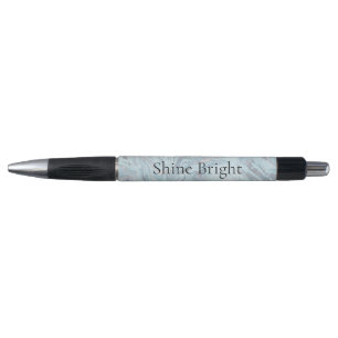 Blue Aqua Silver Marble Swirls Pen