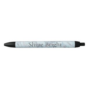 Blue Aqua Silver Marble Swirls Pen
