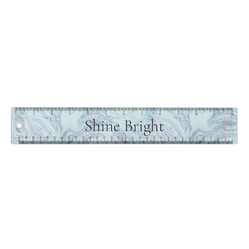 Blue Aqua Silver Marble Swirls Ruler