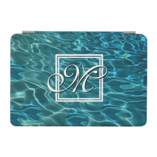Blue aqua Water Pattern ocean waves monogram iPad Mini Cover