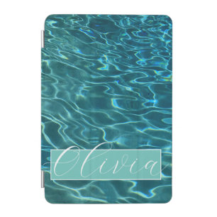 Blue aqua Water Pattern ocean waves monogram iPad Mini Cover