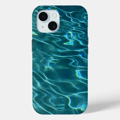 Blue aqua Water Pattern rippling ocean waves iPhone 15 Case