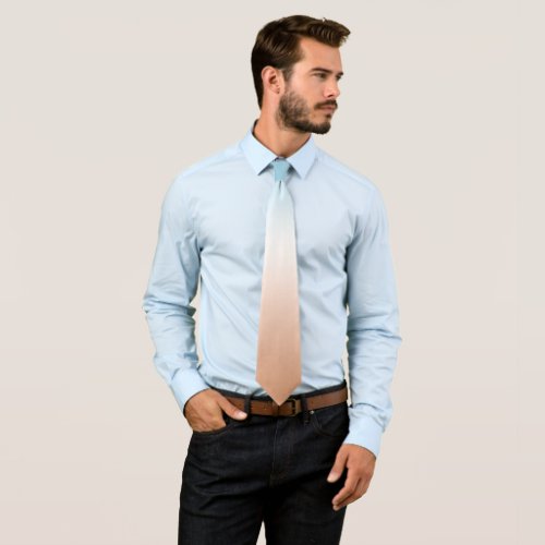 Blue Aqua White Warm Orange Sand Ombre Neck Tie