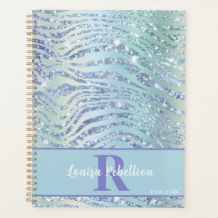 Blue Aqua Zebra Tiger Glitter Design Planner