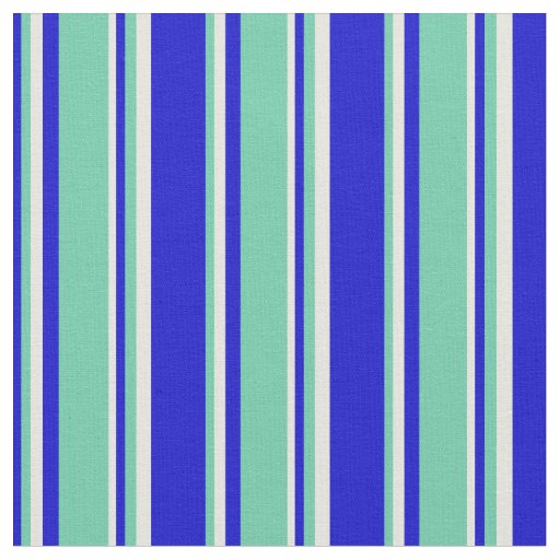 Blue, Aquamarine & Beige Striped/Lined Pattern Fabric