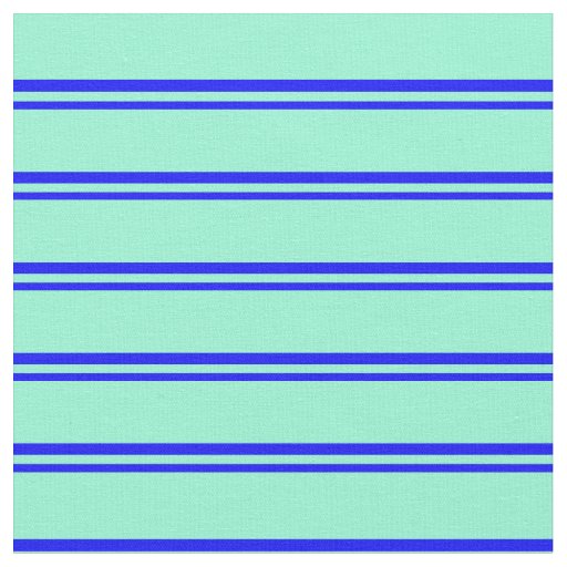 Blue & Aquamarine Colored Lined/Striped Pattern Fabric