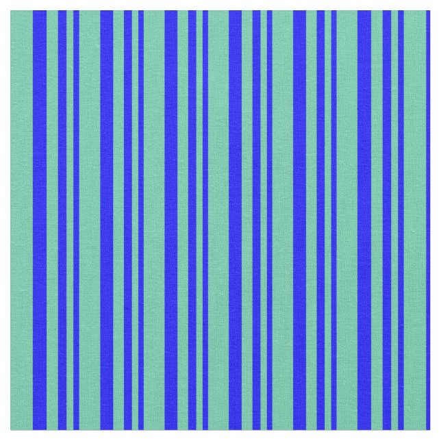 Blue & Aquamarine Colored Striped Pattern Fabric (Close Up)