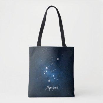 Blue Aquarius Zodiac Sign Constellation Tote Bag by heartlockedcases at Zazzle